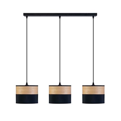 Lustr na lanku ALBA 3xE27/15W/230V černá/hnědá
