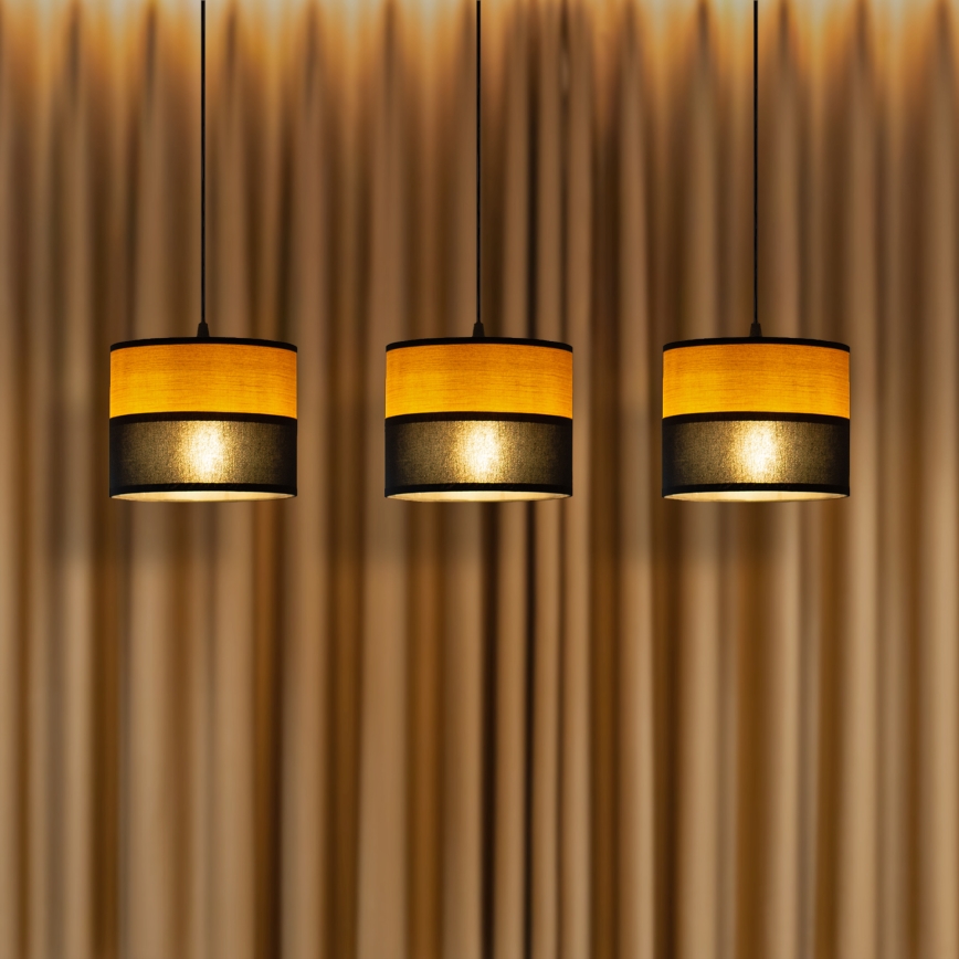 Lustr na lanku ALBA 3xE27/15W/230V černá/hnědá