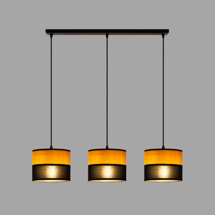 Lustr na lanku ALBA 3xE27/15W/230V černá/hnědá