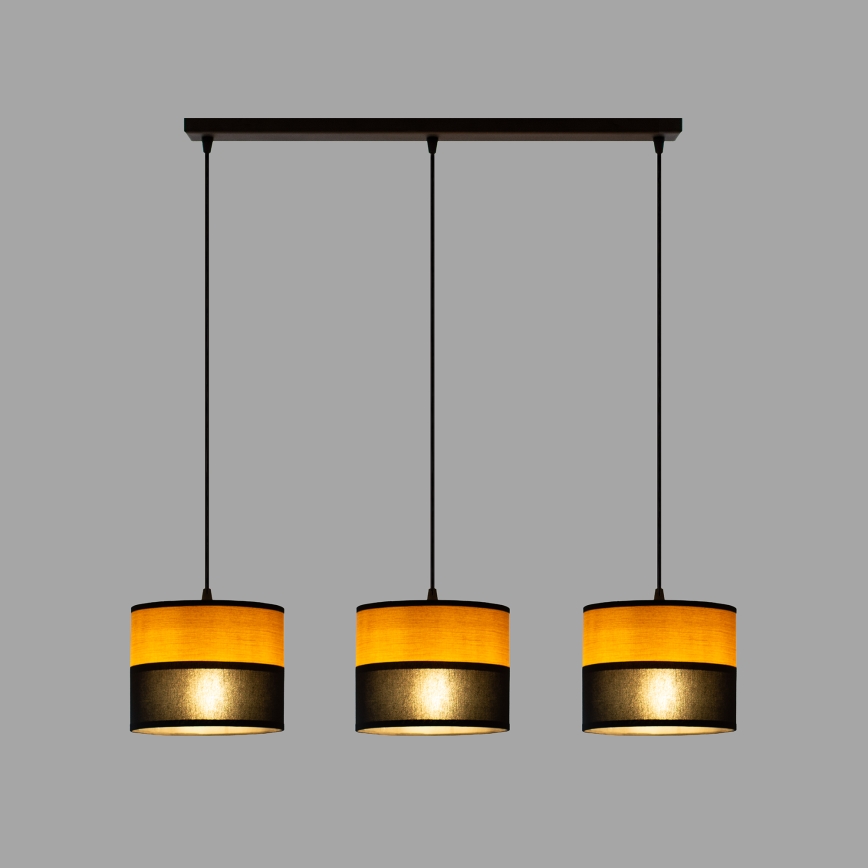 Lustr na lanku ALBA 3xE27/15W/230V černá/hnědá