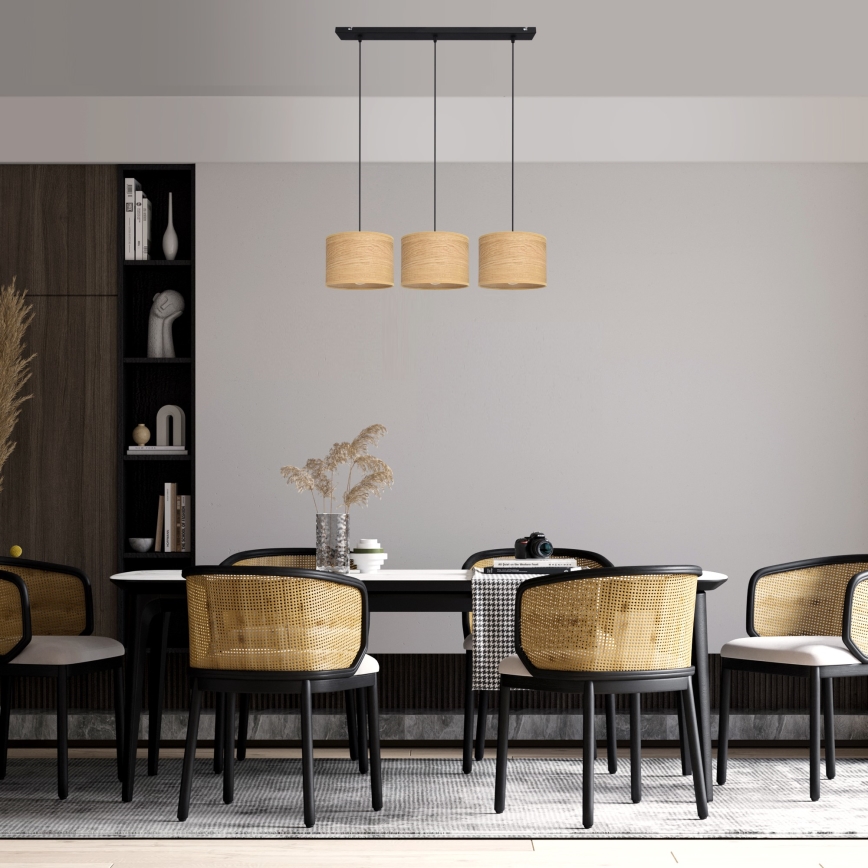 Lustr na lanku ALBA 3xE27/15W/230V hnědá/černá