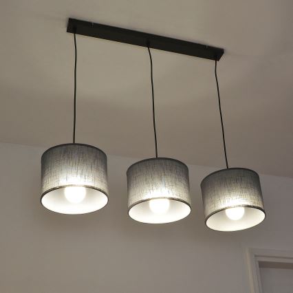Lustr na lanku ALBA 3xE27/15W/230V šedá