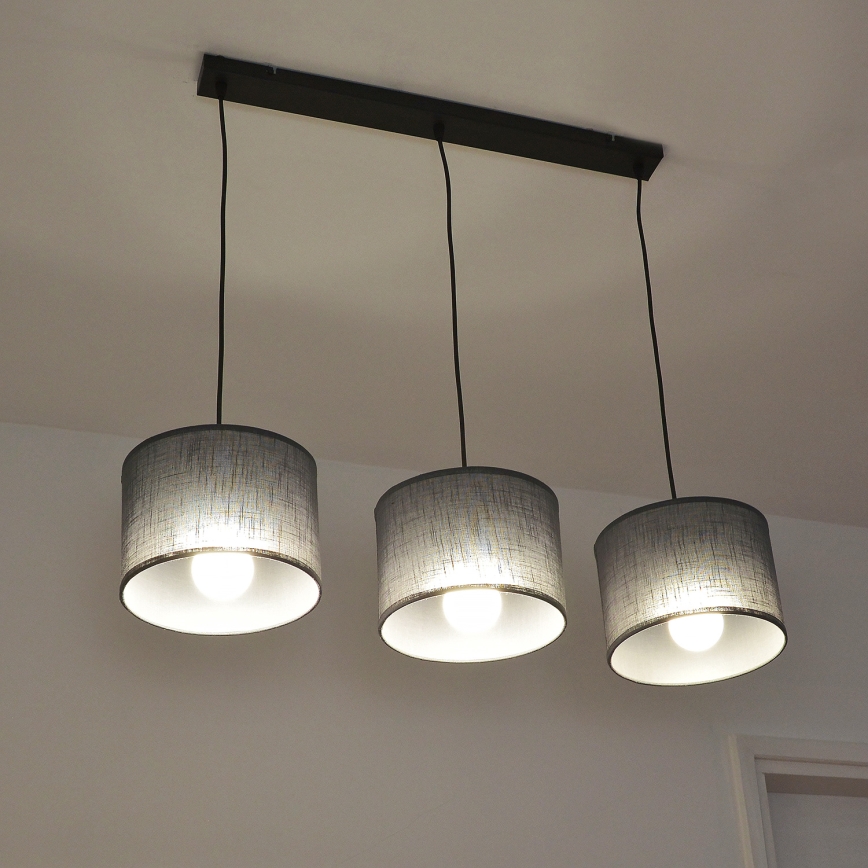 Lustr na lanku ALBA 3xE27/15W/230V šedá