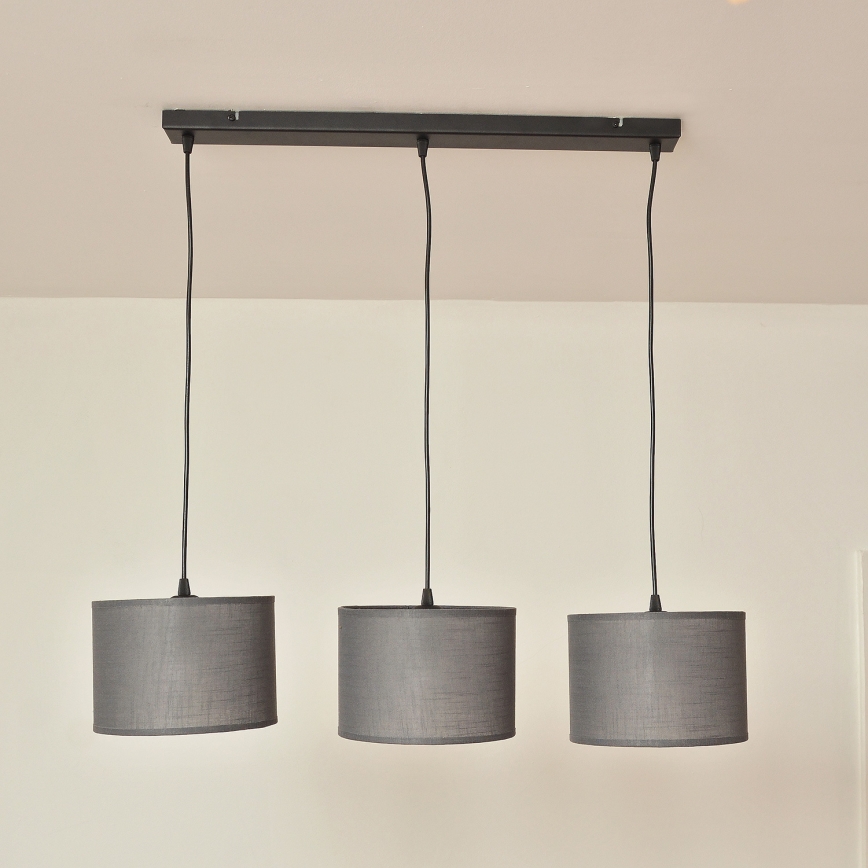 Lustr na lanku ALBA 3xE27/15W/230V šedá