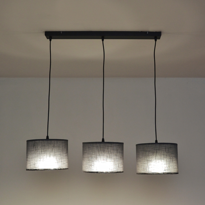 Lustr na lanku ALBA 3xE27/15W/230V šedá