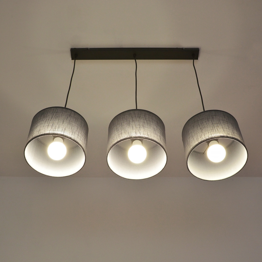 Lustr na lanku ALBA 3xE27/15W/230V šedá