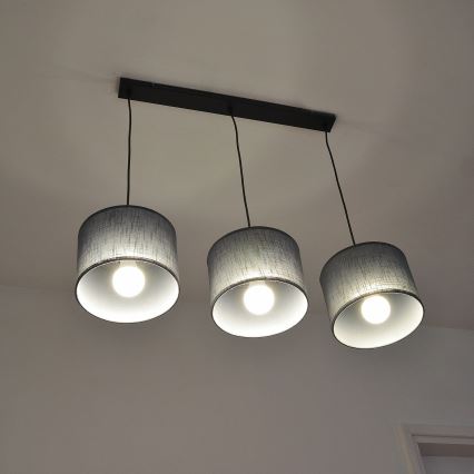 Lustr na lanku ALBA 3xE27/15W/230V šedá