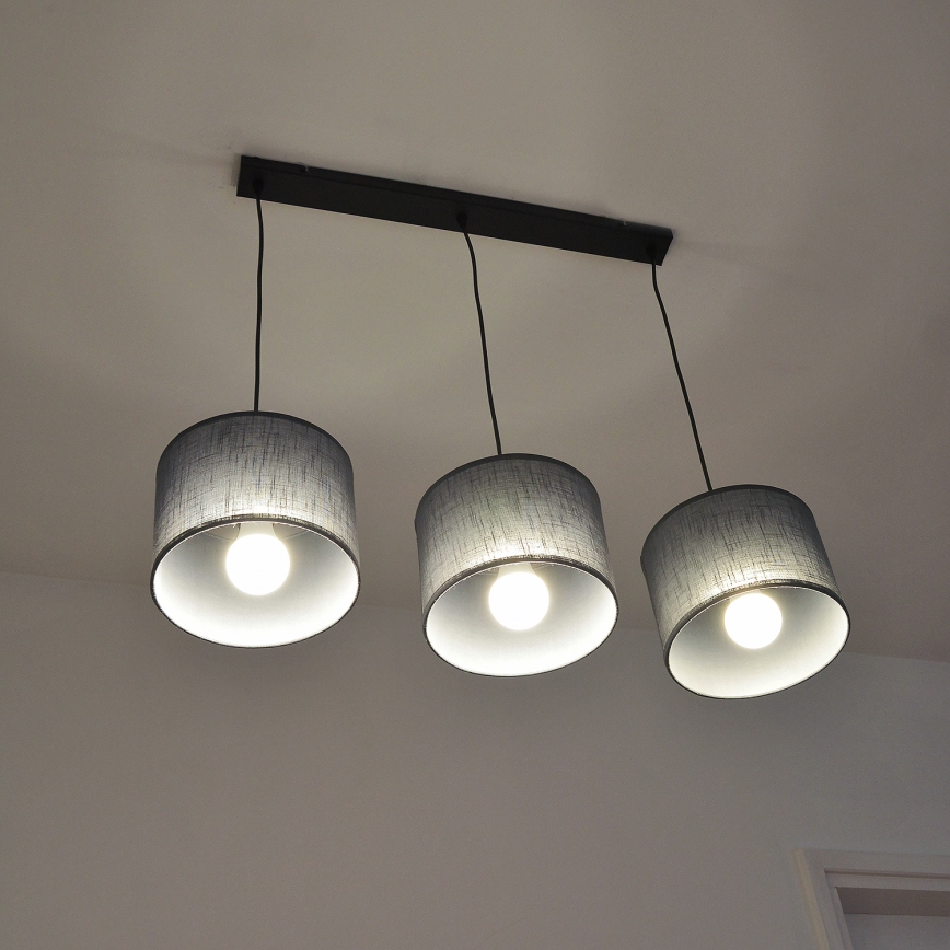 Lustr na lanku ALBA 3xE27/15W/230V šedá