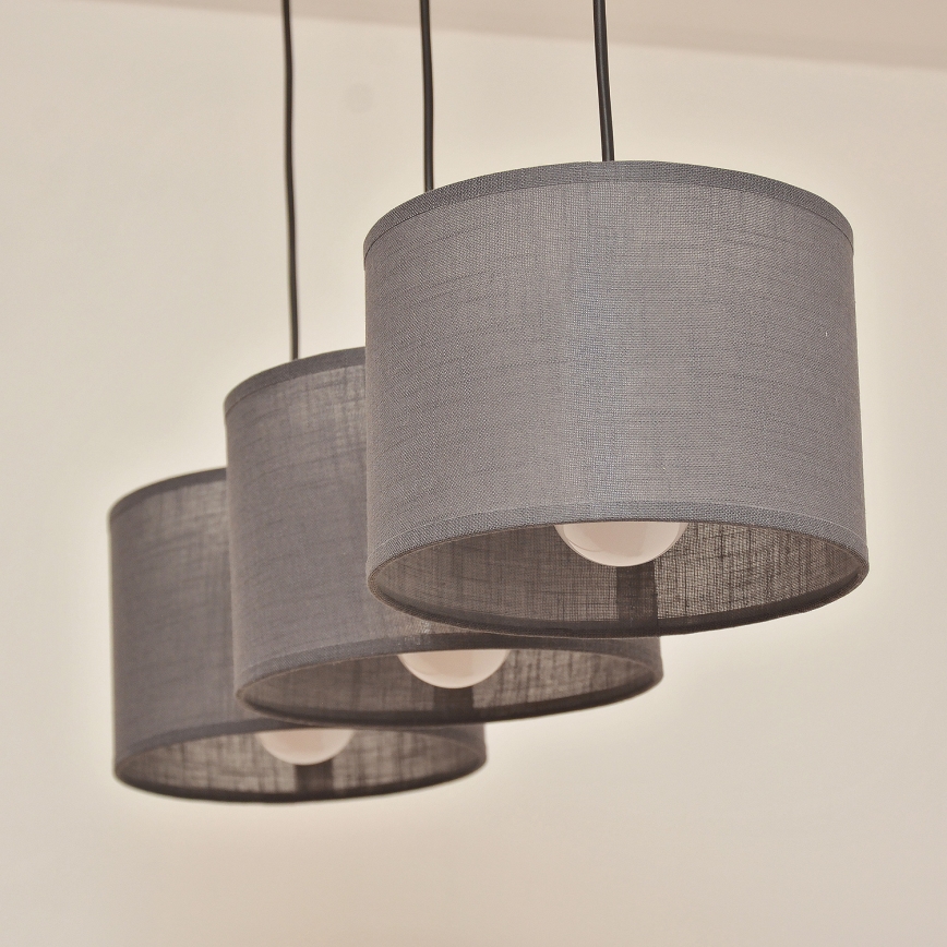 Lustr na lanku ALBA 3xE27/15W/230V šedá