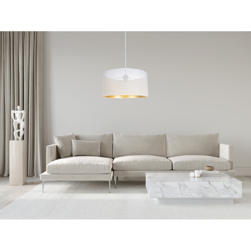 Lustr na lanku ALDO 1xE27/60W/230V pr. 40 cm bílá