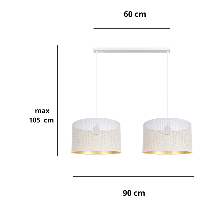 Lustr na lanku ALDO 2xE27/60W/230V bílá