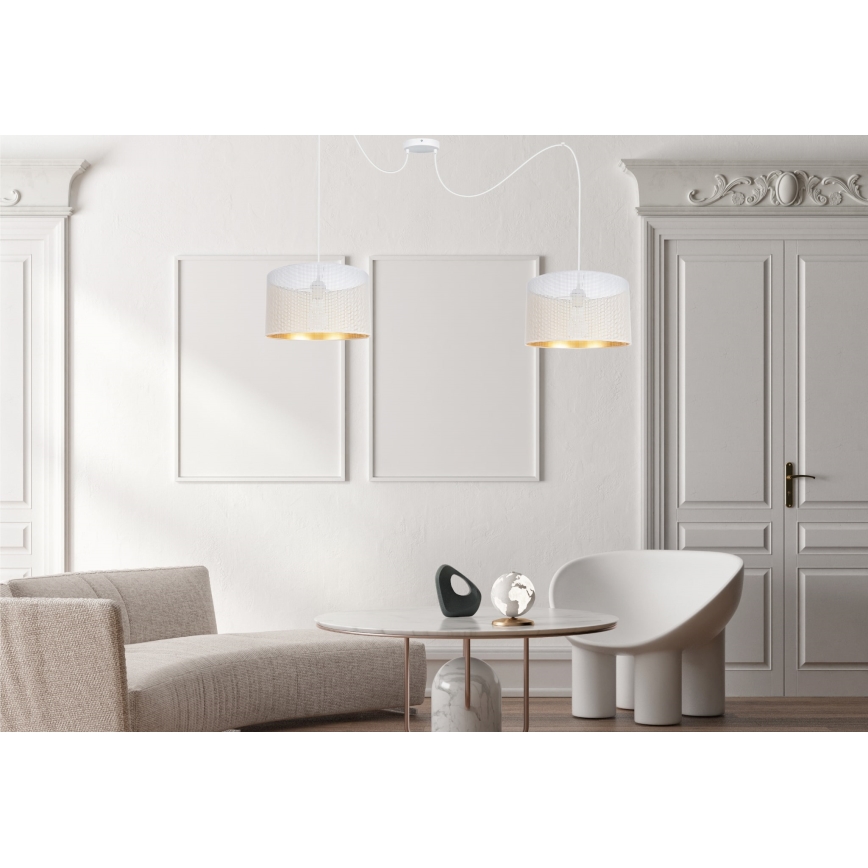 Lustr na lanku ALDO 2xE27/60W/230V pavouk bílá