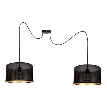 Lustr na lanku ALDO 2xE27/60W/230V pavouk černá