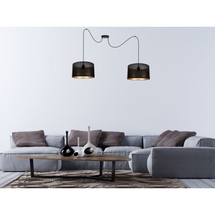 Lustr na lanku ALDO 2xE27/60W/230V pavouk černá
