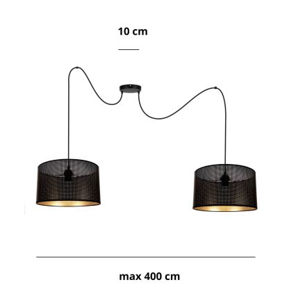 Lustr na lanku ALDO 2xE27/60W/230V pavouk černá