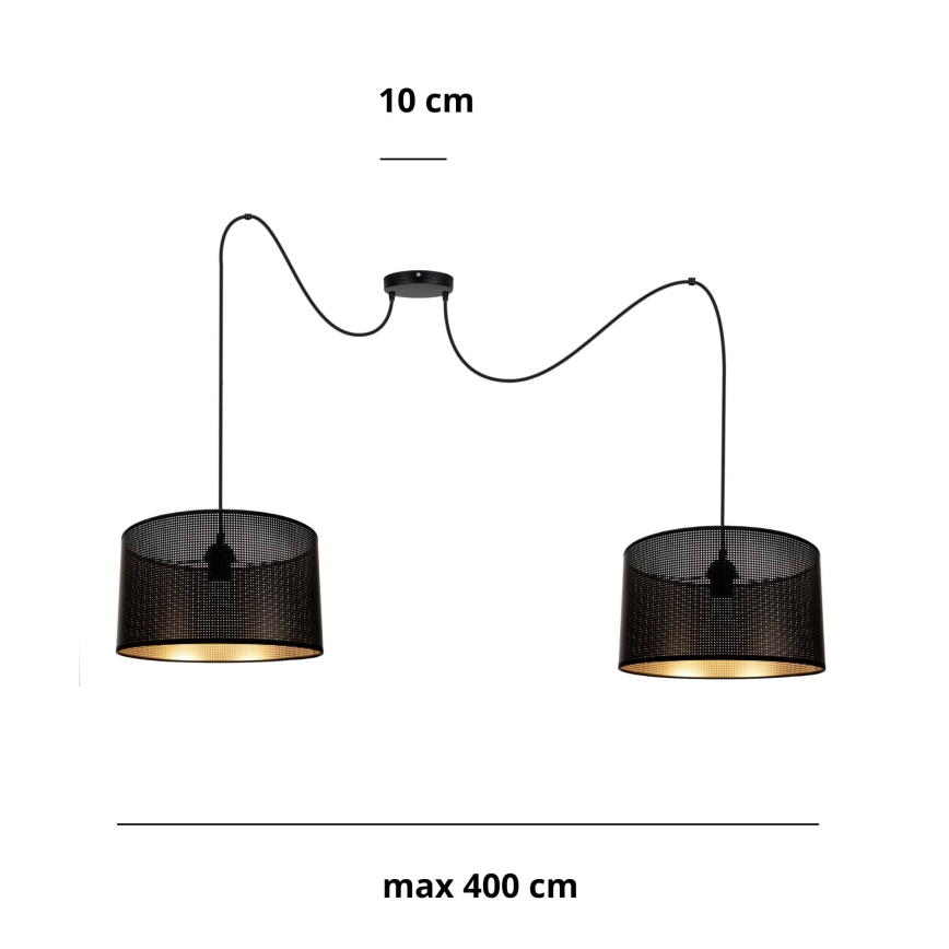 Lustr na lanku ALDO 2xE27/60W/230V pavouk černá