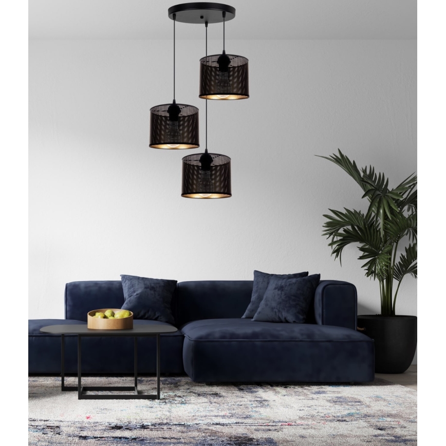Lustr na lanku ALDO 3xE27/60W/230V pr. 45 cm černá