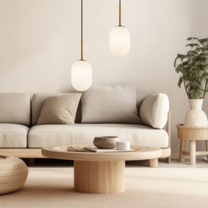 Lustr na lanku ALIAS 1xG9/8W/230V pr. 12 cm zlatá