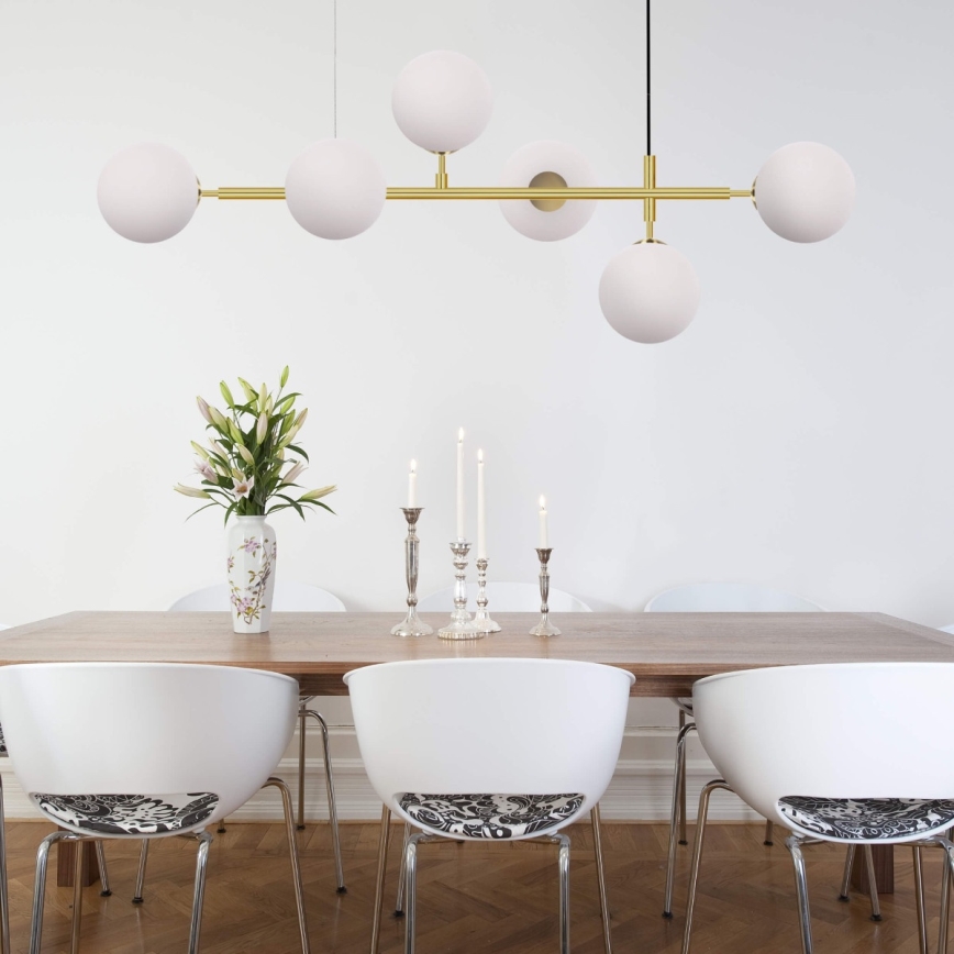 Lustr na lanku ALISA 6xE14/40W/230V zlatá