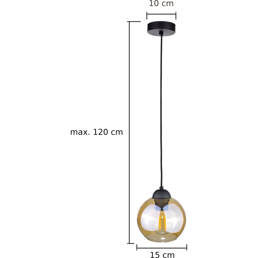 Lustr na lanku AMBRE BLACK 1xE27/60W/230V