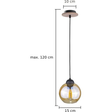 Lustr na lanku AMBRE WOOD 1xE27/60W/230V