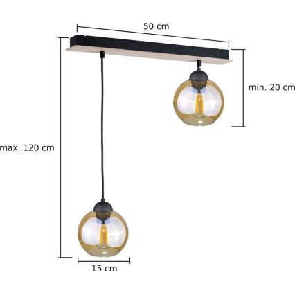 Lustr na lanku AMBRE WOOD 2xE27/60W/230V