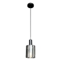 Lustr na lanku ARCADIA 1xE27/60W/230V pr. 13 cm černá/kouřová