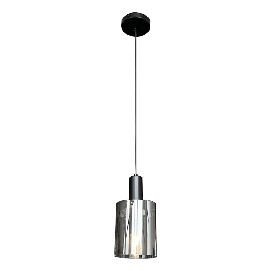 Lustr na lanku ARCADIA 1xE27/60W/230V pr. 13 cm černá/kouřová