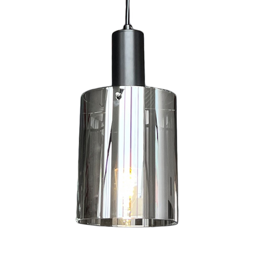 Lustr na lanku ARCADIA 1xE27/60W/230V pr. 13 cm černá/kouřová