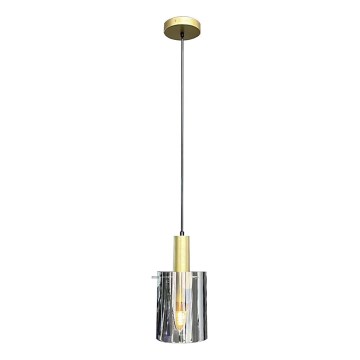 Lustr na lanku ARCADIA 1xE27/60W/230V pr. 13 cm zlatá/kouřová