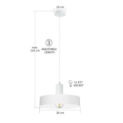 Lustr na lanku ARCANE 1xE27/60W/230V bílá