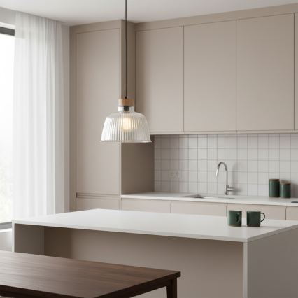 Lustr na lanku ASTA 1xE27/60W/230V pr. 28 cm dub