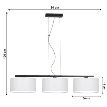 Lustr na lanku ASTRA 3xE27/60W/230V bílá
