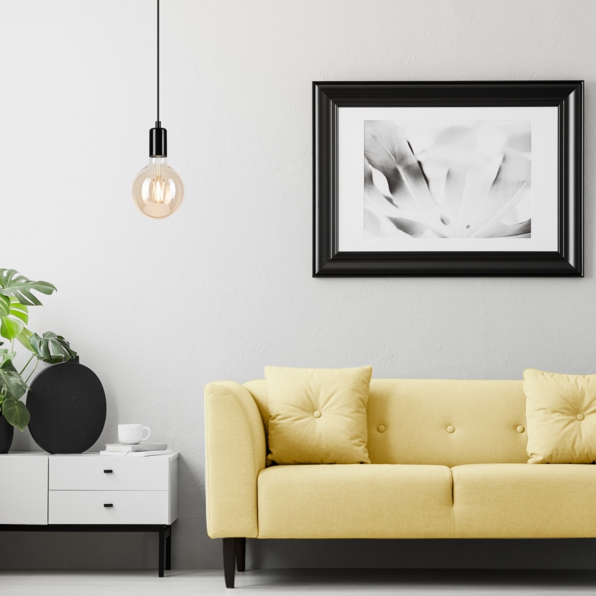 Lustr na lanku ASTRID 1xE27/60W/230V lesklá černá