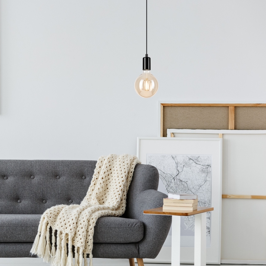 Lustr na lanku ASTRID 1xE27/60W/230V lesklá černá