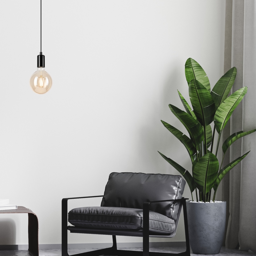 Lustr na lanku ASTRID 1xE27/60W/230V lesklá černá