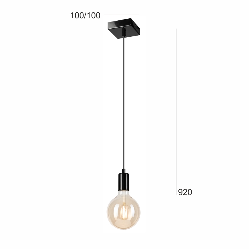 Lustr na lanku ASTRID 1xE27/60W/230V lesklá černá