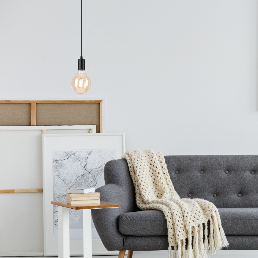 Lustr na lanku ASTRID 1xE27/60W/230V matná černá