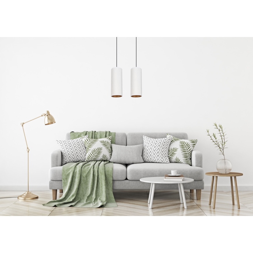 Lustr na lanku AVALO 2xE27/60W/230V bílá/měděná