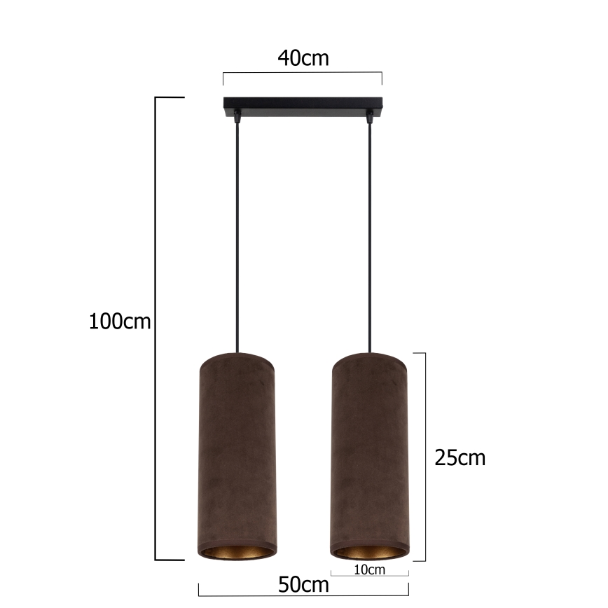 Lustr na lanku AVALO 2xE27/60W/230V hnědá/měděná