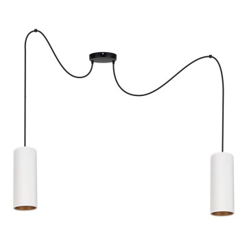 Lustr na lanku AVALO 2xE27/60W/230V pavouk bílá/měděná
