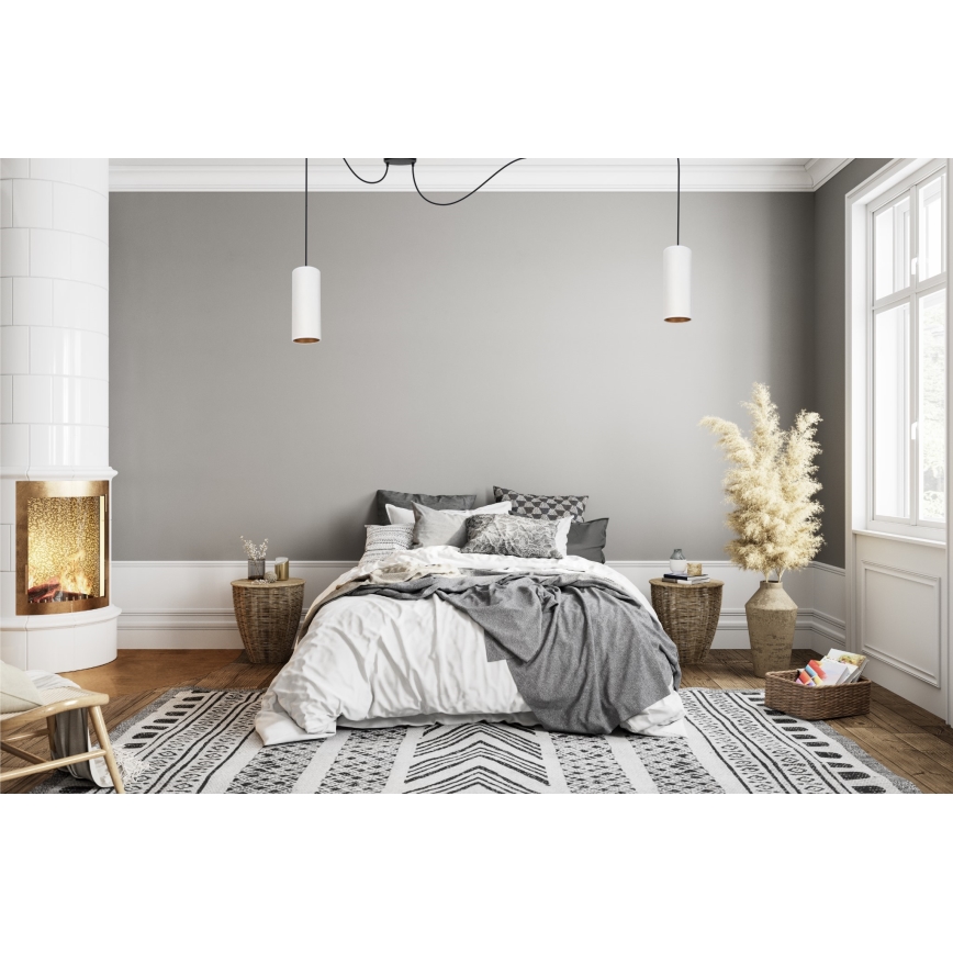 Lustr na lanku AVALO 2xE27/60W/230V pavouk bílá/měděná