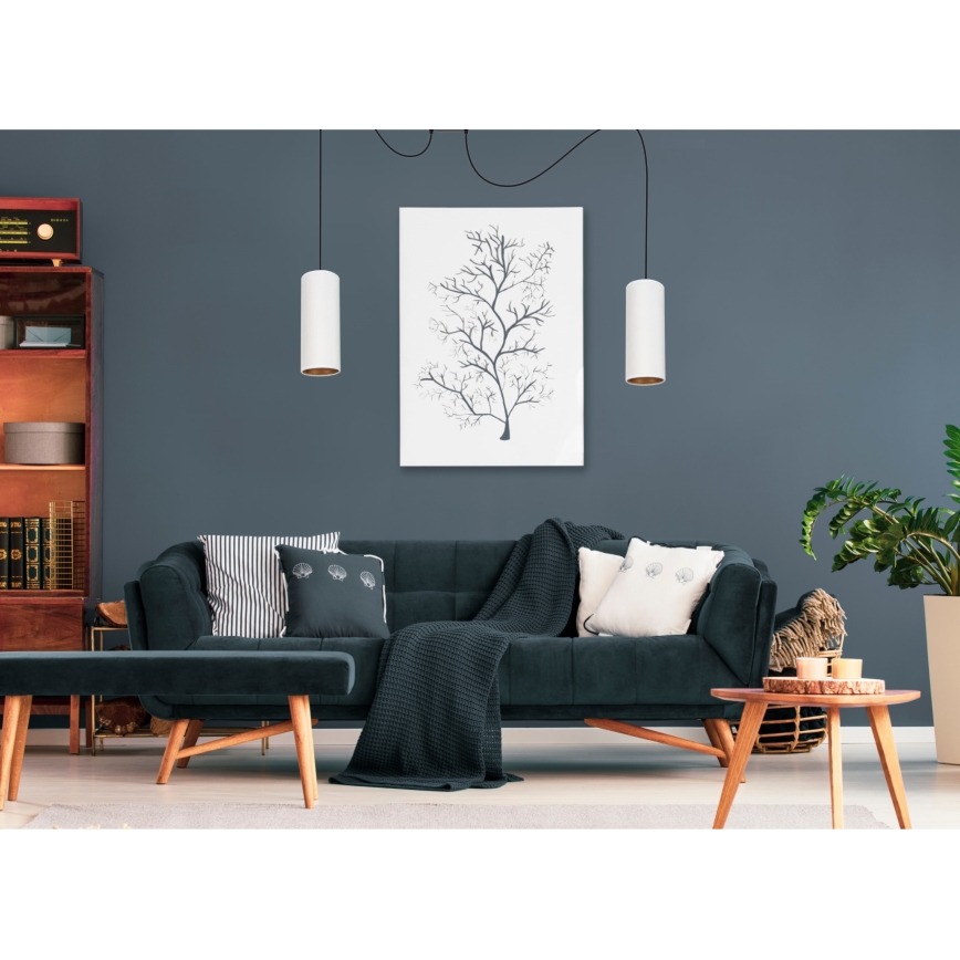 Lustr na lanku AVALO 2xE27/60W/230V pavouk bílá/měděná