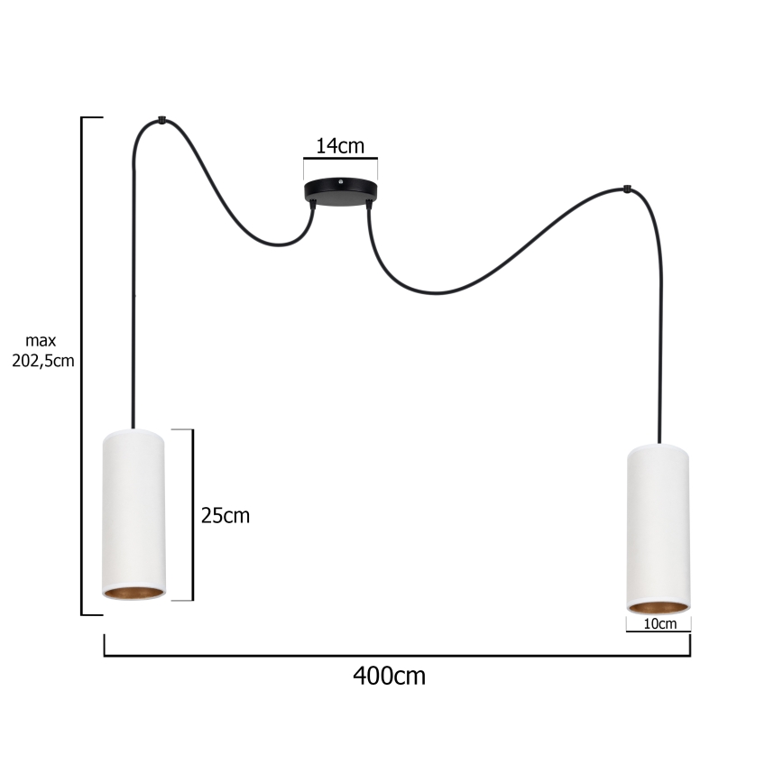 Lustr na lanku AVALO 2xE27/60W/230V pavouk bílá/měděná