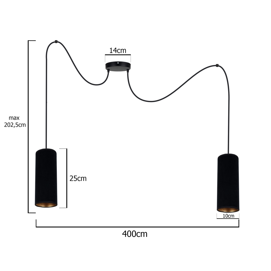 Lustr na lanku AVALO 2xE27/60W/230V pavouk černá