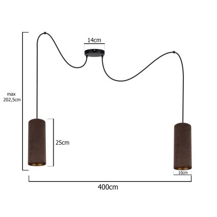Lustr na lanku AVALO 2xE27/60W/230V pavouk hnědá/měděná