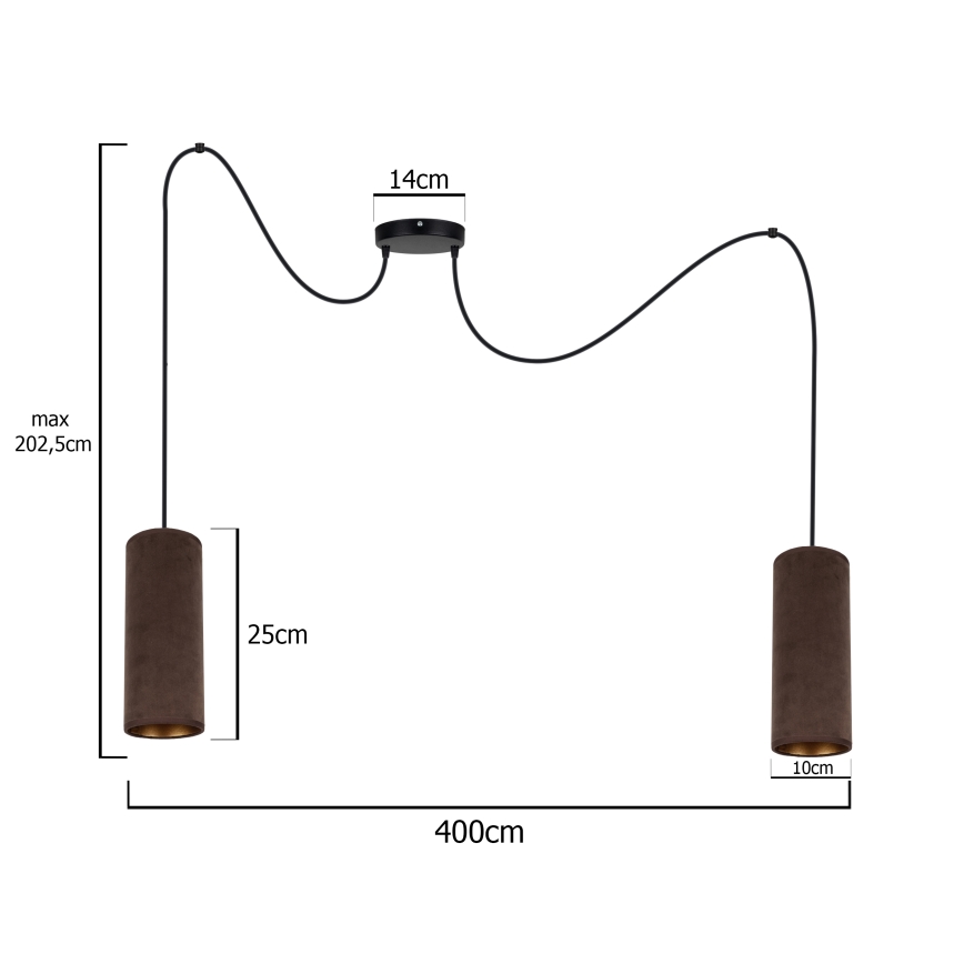 Lustr na lanku AVALO 2xE27/60W/230V pavouk hnědá/měděná