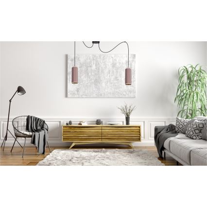 Lustr na lanku AVALO 2xE27/60W/230V pavouk růžová/měděná