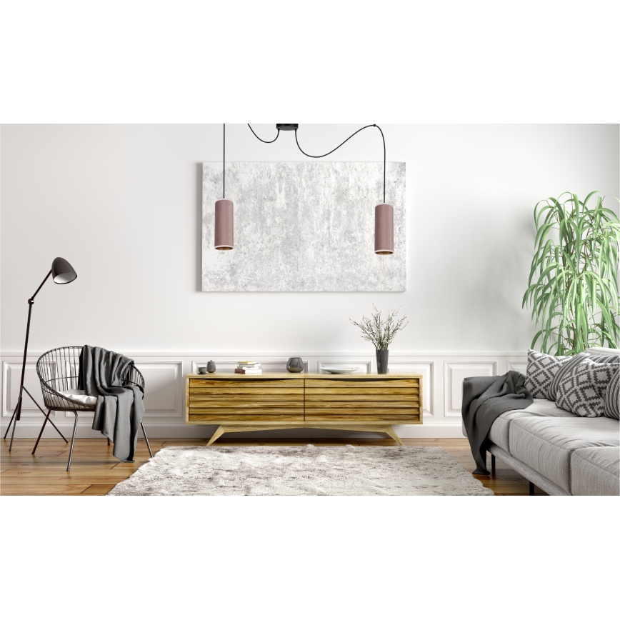 Lustr na lanku AVALO 2xE27/60W/230V pavouk růžová/měděná