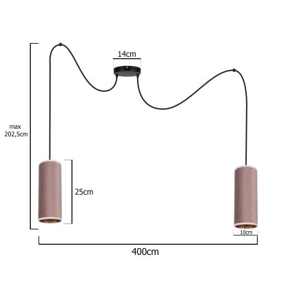 Lustr na lanku AVALO 2xE27/60W/230V pavouk růžová/měděná